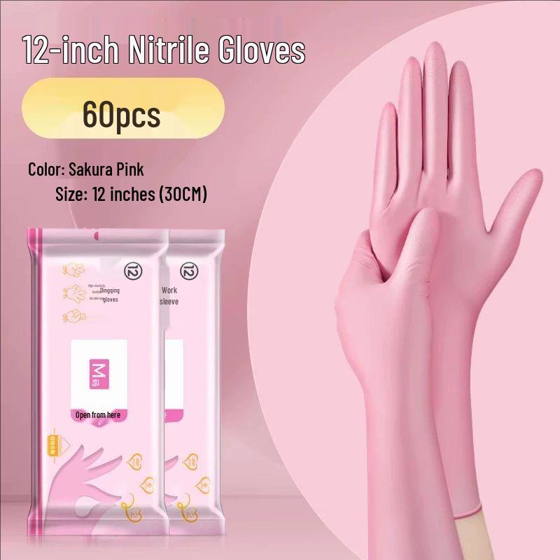 Disposable Extended Nitrile Gloves for Durable Oil-Proof Dishwashing, Cleaning, and Housework.