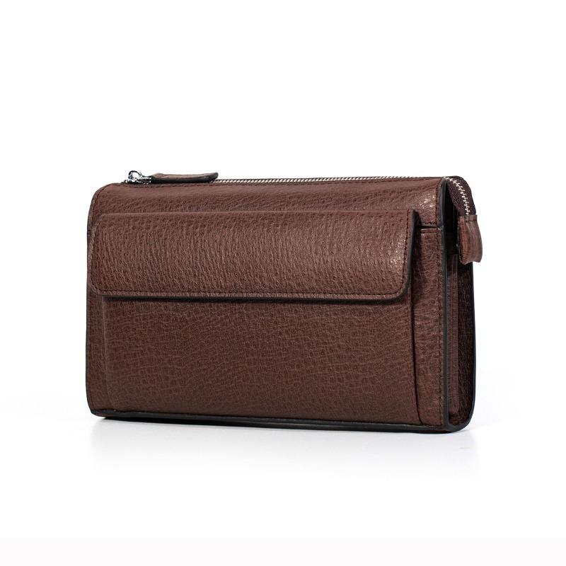 Men`s leather clutch bag, ostrich pattern