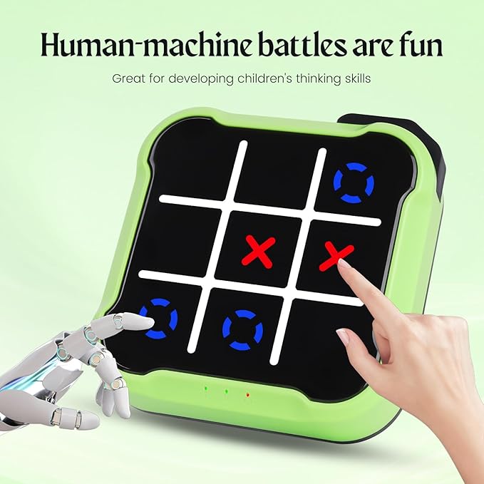 Elektronische Tic-Tac-Toe-Spielmaschine, Handheld-Lernspielmaschine, geeignet für Kinder und Erwachsene grün