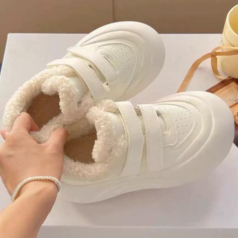 

Зимние хлопковые туфли женские бархатные женские туфли на толстой подошве с увеличением роста маленькие белые туфли с широкими брюками, универсальные туфли-хлебушки с большим носком 40