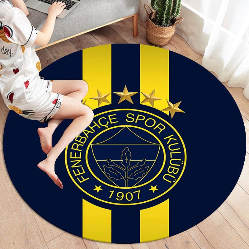 Fenerbahçe Sports Club Round Area Rug,Carpet Rug for Living Room Bedroom Sofa Playroom Decor,Non-slip Floor Mat