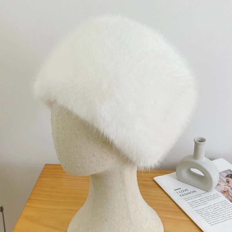 

Экологичная шапка из искусственного меха, лисий мех, шляпа с плоским верхом, утолщенный пух, теплая защита ушей, куполообразная снежная монгольская шапка, зима One Size