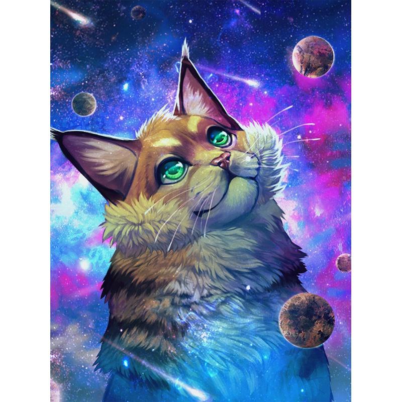 

5D DIY Алмазная картина, вышивка крестиком, мозаика «Кошка», полная дрель, дисплей Quare/круглая Алмазная вышивка, подарок или украшение