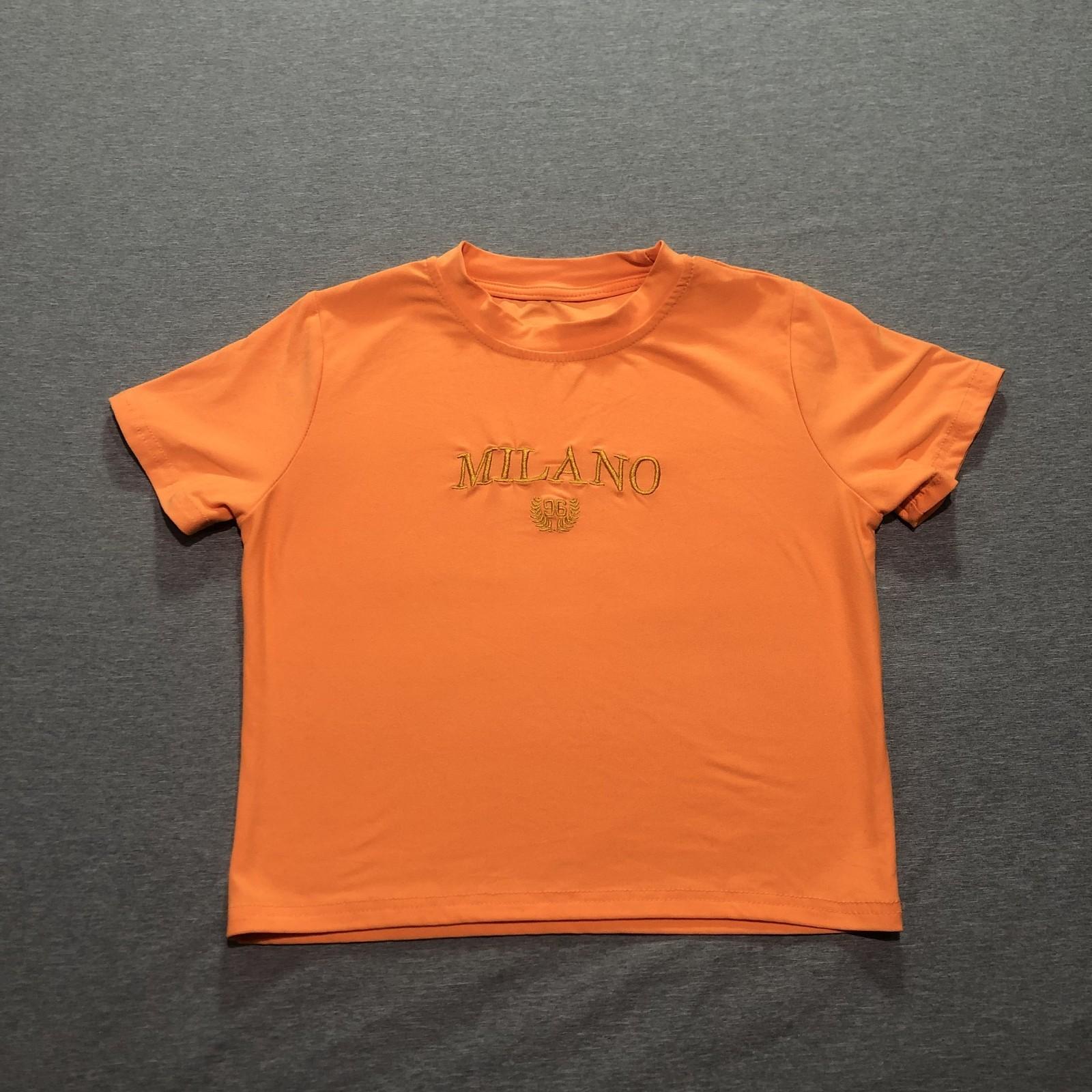 Milano T Shirt Women s Small Stretch Beach Minimalist Coastal Bright Orange Tee S