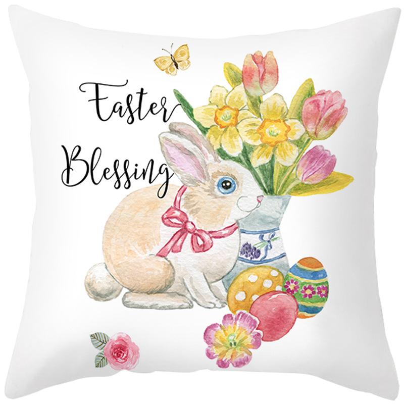 Cute Cartoon Rabbit Easter Pillow Cover New Sofa Cushion Cover Peach Leather Velvet Head Pillow Cover Premium Durable