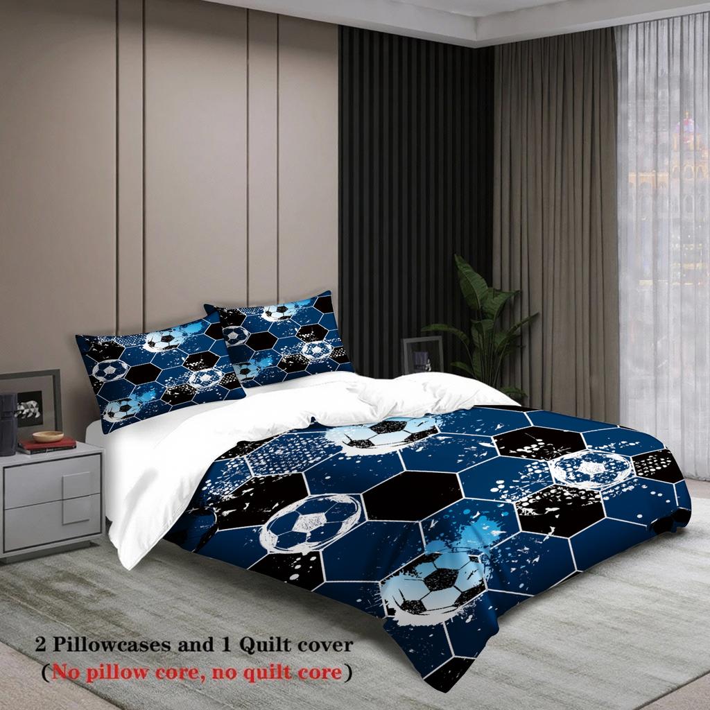 Set Biancheria da Letto 3 Pezzi Cartone Animato Calcio Stampa 3D Spazzolato Confortevole Copripiumino King Queen Twin Singolo Regalo di Compleanno Decorazione Stanza