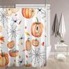 1pc Halloween Pumpkin Maple Leaf Spider Web Print Shower Curtain   Polyester Fabric   Machine Washable   Suitable for Bathroom