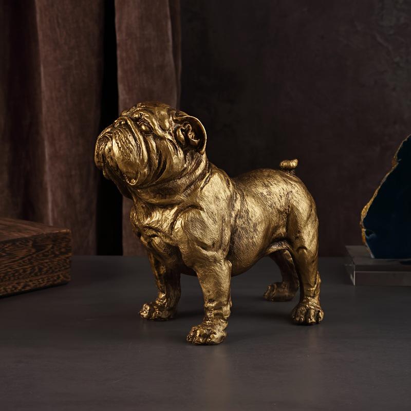 Golden Animal Series Ornament Toys: Simulated Pet Dog Decor for Living Rooms