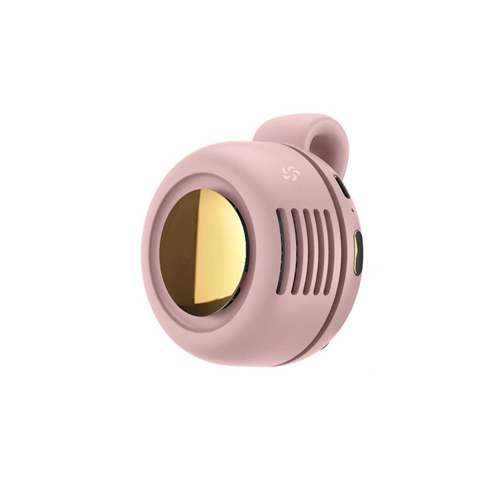 

Compact Portable USB Rechargeable Handheld Neck Hanging Fan with Clip for Outdoor and Desktop Use 900mAh Battery рожевий