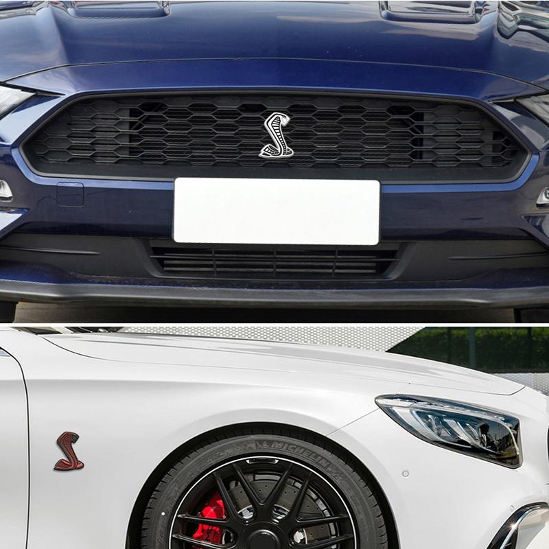 2ks 3D kovové samolepky na auto Znak na přední kapotu Mřížka Znak pro Ford Shelby Logo Mustang GT500 Mondeo Mk4 Transit Ranger