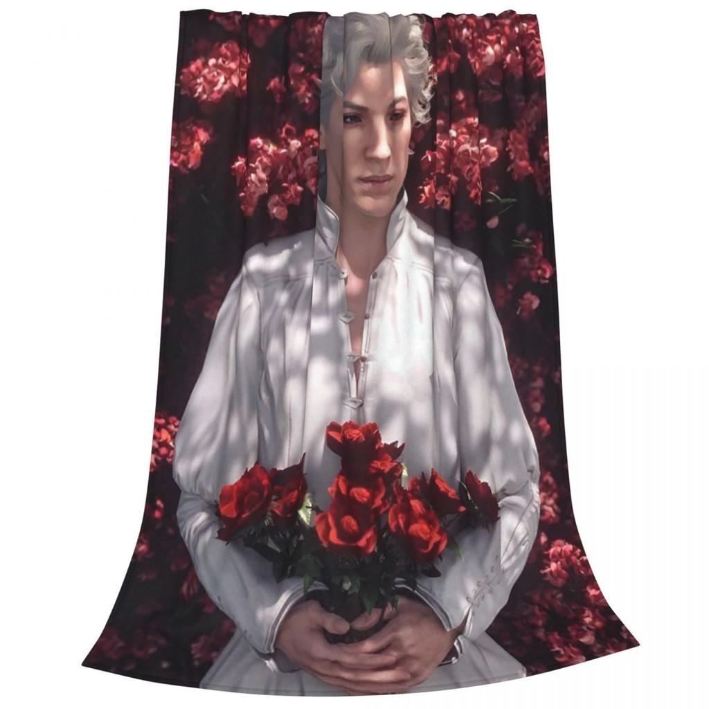 Baldur's Gate 3 Astarion Vampir Charakter Decke Weich Warm Flanell Überwurfdecke Bettwäsche für Bett Wohnzimmer Reise Zuhause Sofa