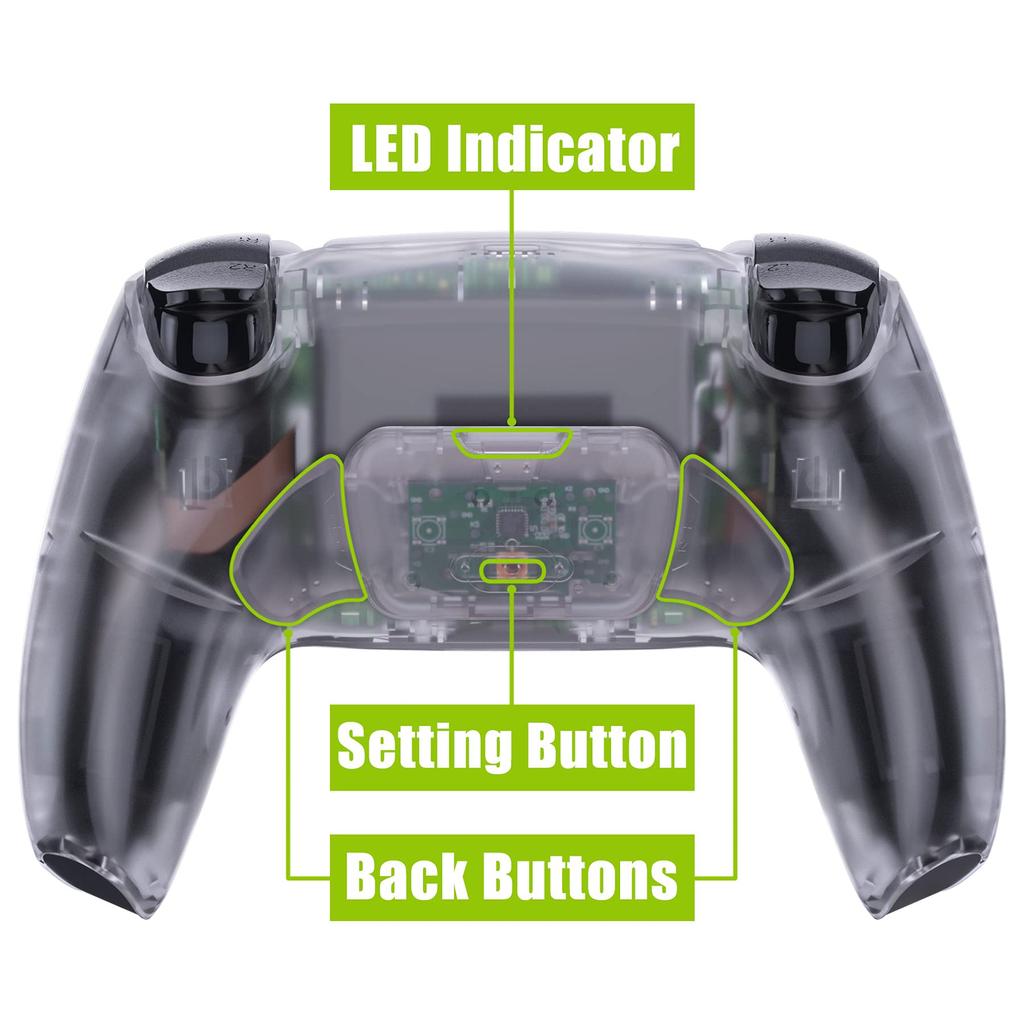Not a eXtremeRate Back Paddle Program Clear Plastic Rise Remap Kit for PS5 Controller Upgrade Board and Redesigned Back Case Back Button Attachment