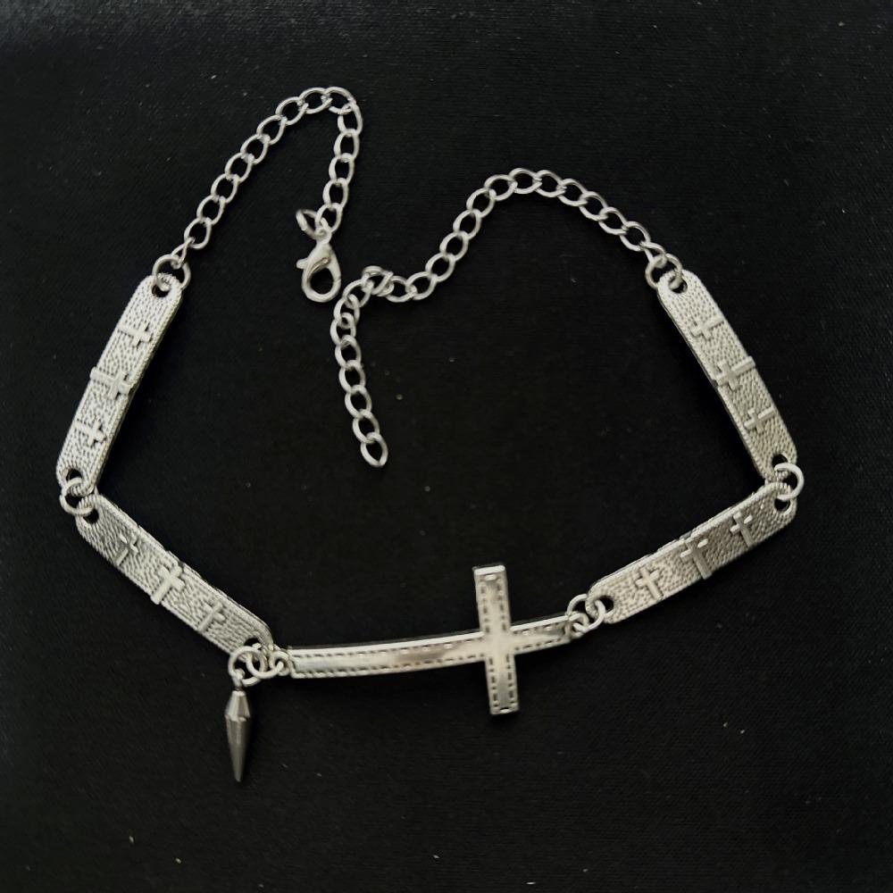 Grunge Rock Spliced Cross Necklace Punk Hip Hop Necklace Vintage Choker Necklace  Jewelry