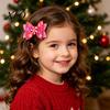 Christmas Theme Hair Ornaments Candies Bow Clip for Women Girls, Sweet Glitter Hairpins, Artificial Leather Style Clips Parties Clip, Cute Pink