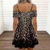 Damen Neckholder Übergröße Kleid Elegant Rose Bedruckt Fließend Urlaubs Sommerkleid