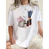 Handtasche High Heels Milchtee-Print Damen Weiß Lässig Kurzarm T-Shirt