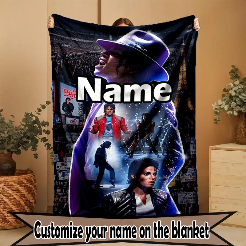 Personalisierte Michael Jackson Druckdecke mit individuellem Namen, Heimdekoration, Schlafzimmer, Sofa, Camping, Couch, Geschenke für Geburtstag WeihnachtenEnthusiasten