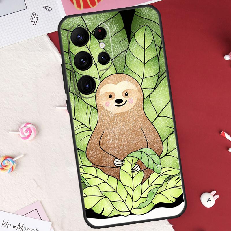 Cute Lovely Cozy Sloth Animal Case For Samsung Galaxy S26 Ultra S20 S21 S22 S23 S24 S25 Ultra S10 Plus S25 FE Cover Shell
