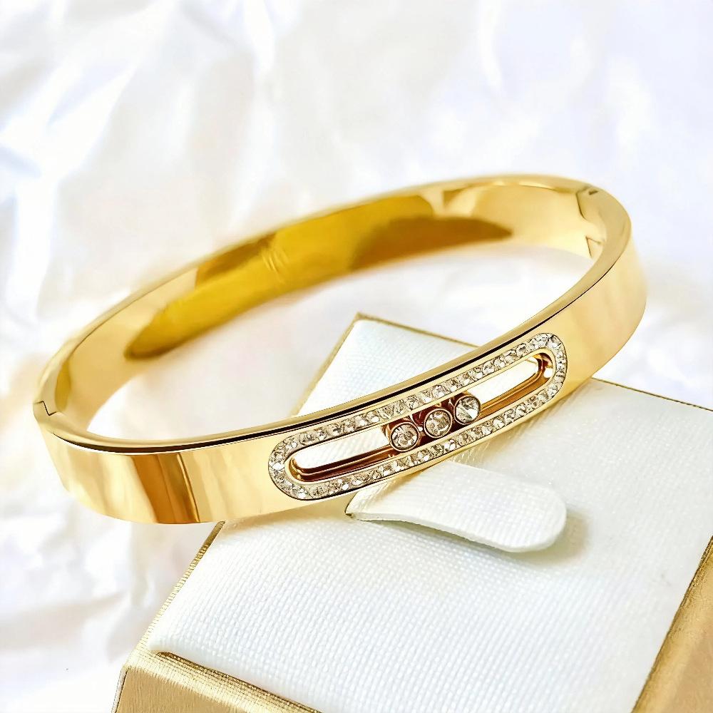 Kleurvaste RVS Schuifarmband met Strass voor Dames en Meisjes