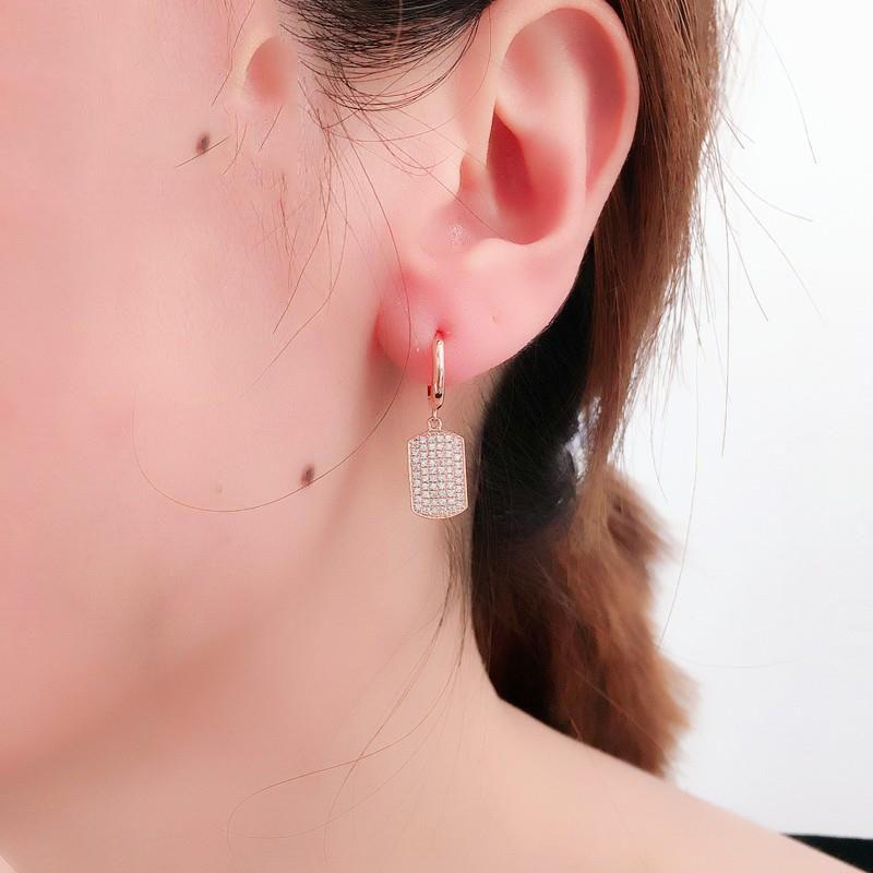 Purple Gold-Plated Rose Gold Square Earrings Luxury Foreign Light Luxury Square Brand Earrings Women