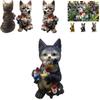 Whimsical Garden Decor Resin Statue Of Cat With Dwarf Handcrafted