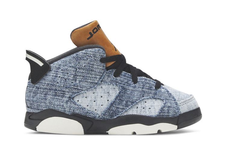 Kids' Sneakers Nike Jordan 6 Retro Washed Denim (TD) Washed Denim/Sail-Varsity Red-Black