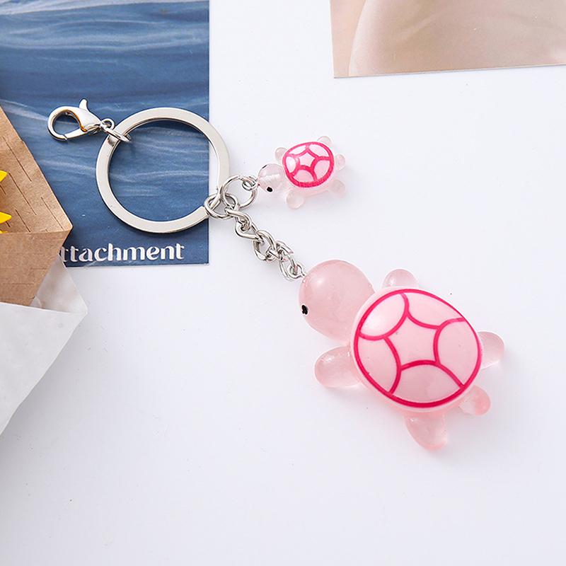 Cartoon 3D Luminous Turtle Keychain Pendant Cute Animals Charms Key Ring Exquisite Backpack Decoration Accessories Gifts