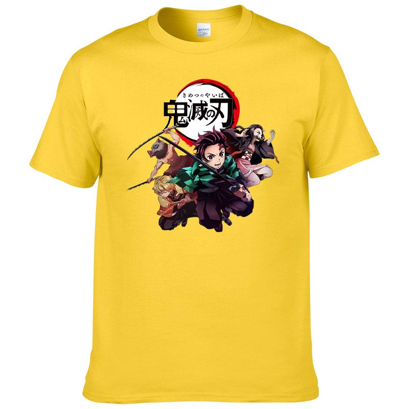 Printed Demon Slayer Kimetsu No Yaiba T-shirt Men's Harajuku 100% Cotton Tee Short Sleeve T Shirt Summer Clothes Homme Tops F171