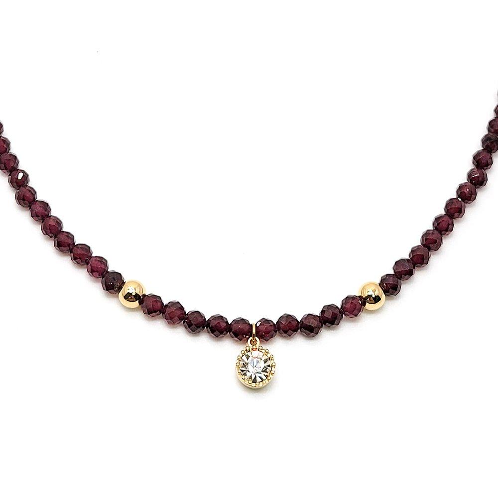 4mm garnet rough stone necklace
