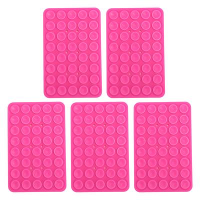 5Pcs Suction Phone Case Mount Hands Free Silicone Double Sided Adhesive Phone Holder Accessory Pink