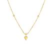 Gold Beaded Chain Necklace with Puffed Heart Pendant and Crystal Accents