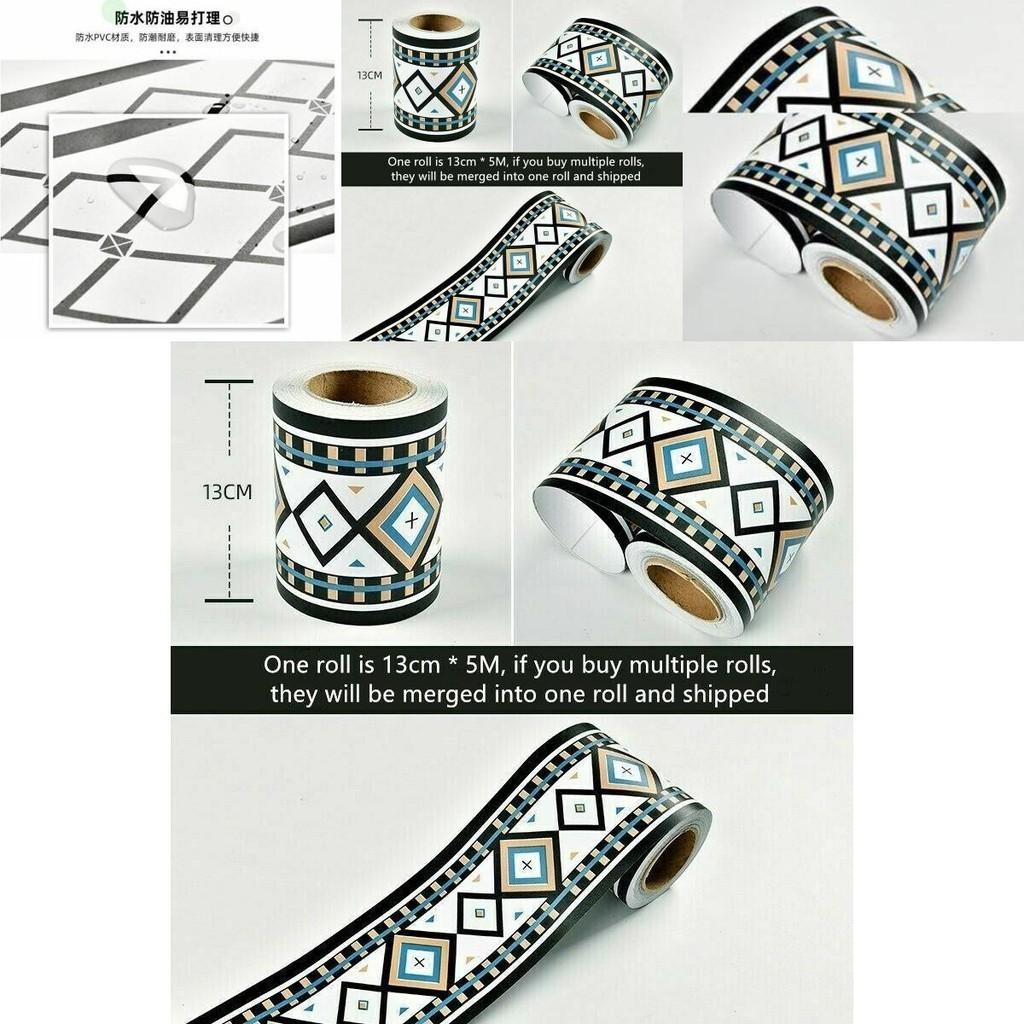 Durable Pvc Self-adhesive Wall Border Sticker Waterproof Vinyl Wallpaper Blackwhite 5/10m