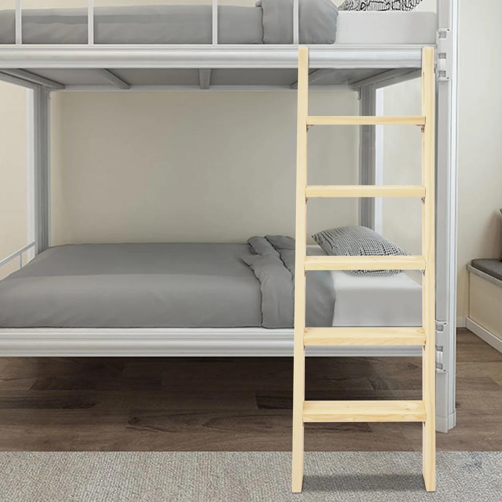 150cm Wooden Loft Ladder, 5-Step Space Saving Attic Climbing Ladder with 220lbs Weight Capacity, Universal Foldable Step Stool