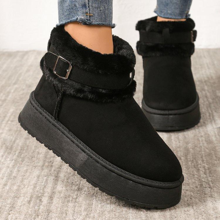 Women's Padded Lining Soft Thick Soles Heightening Home Outdoor Thickened Warm Lightweight Comfortable Stirrups Cotton Shoes Snow Boots