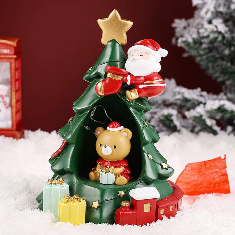 Christmas Star Night Light Cartoon Snowman Resin Figurine For Children Girls