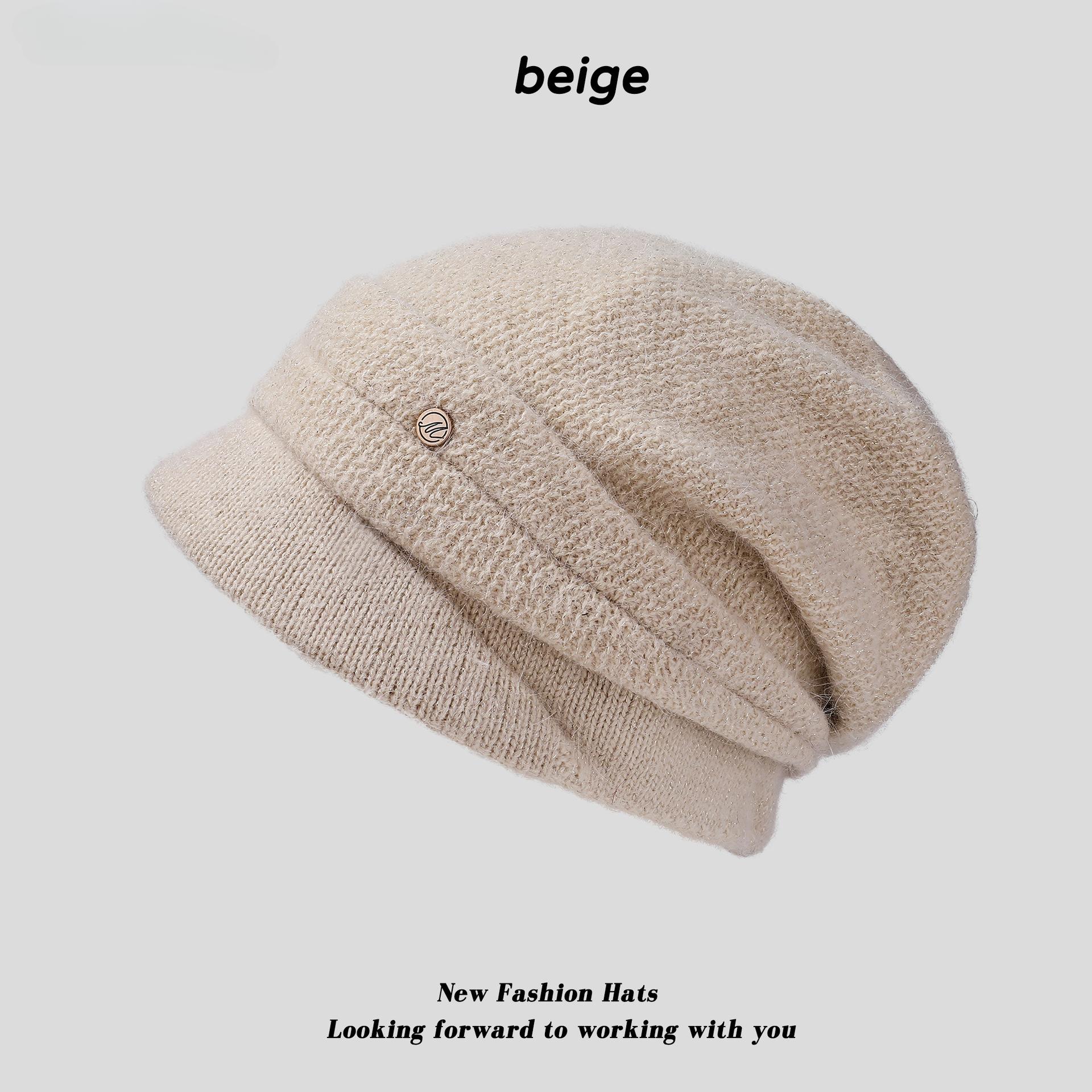 

Роскошная шапка из меха кролика с медной пряжкой стандарта M для женщин, зимняя защита ушей, плюшевые шапки для бассейна, теплая вязаная шапка для улицы