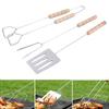 3-teiliges Grillwerkzeug-Set, Spatel, Gabel, Zange mit langen Griffen, Grillwerkzeug