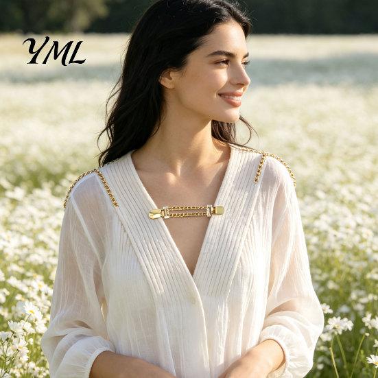 Fashionable Dress Fasteners 3Pcs Vintage Sweater Clips for Women Girls, Retro Double Chains Cardigan Clips, Elegant Collar Clip Decorative Cloak Chain