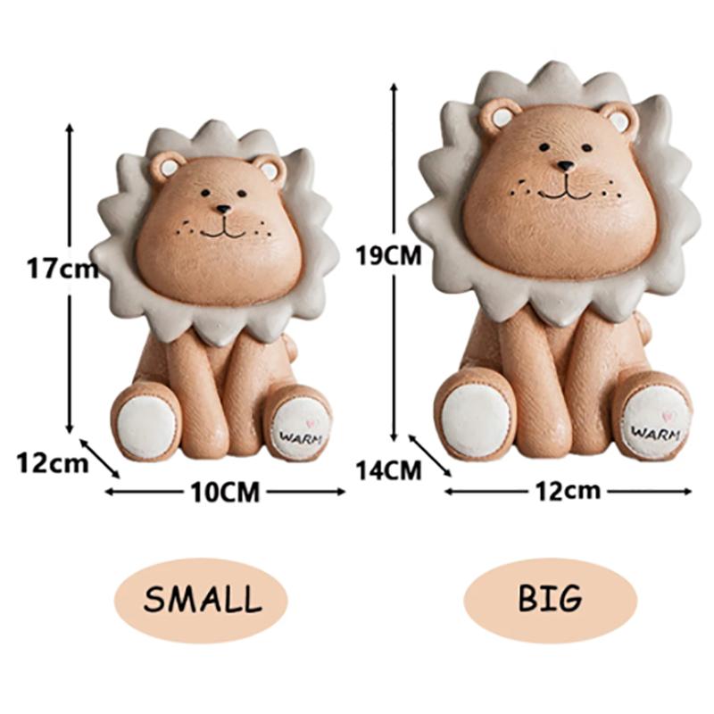 Lion Piggy Bank Money Box Gray Brown Sitting Piggy Bank Lovely Saving Pot For Kids Birthday Gift Money Saving Box Home Decor