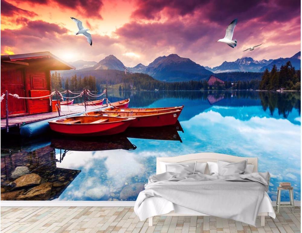 3d Wallpaper European Modern Simple Mural Boat Background Wall Murals Wallpaper For Wall