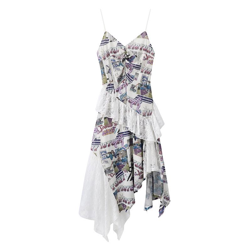 

2025 Spring/Summer Lace Patchwork Vacation Dress - Sweet, Sexy, and Cool Style Large