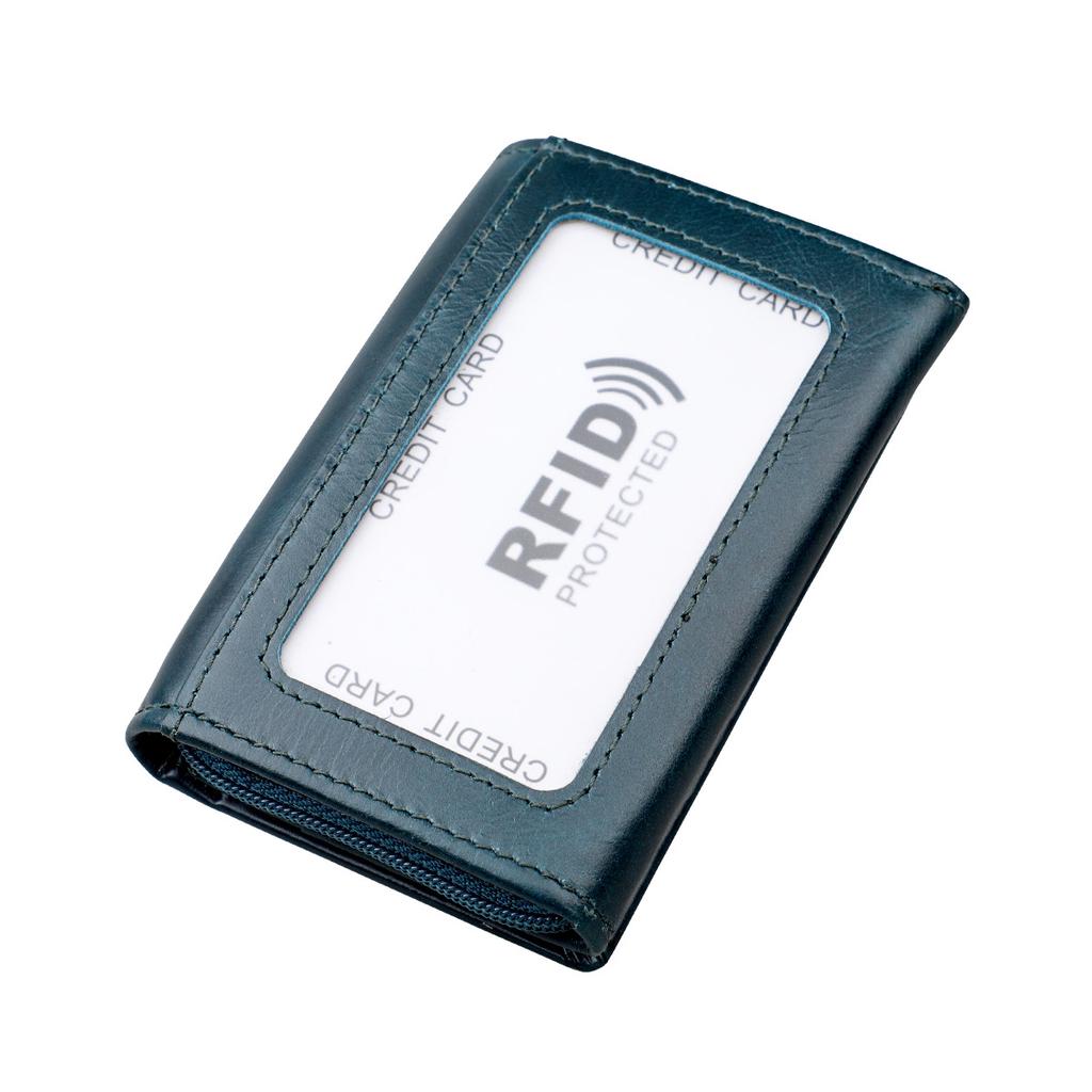 High Quality Mens and Womens Leather Zipper Coin Purse ID Card Holder Anti-magnetic RFID Anti-theft Credit Card Pouches Small Wallet