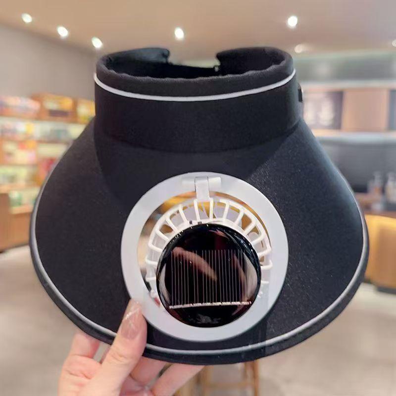 Solar Powered Fan Sun Hat Wide Brim Outdoor Breathable UV Protection Visor Cap for Hiking Fishing Beach
