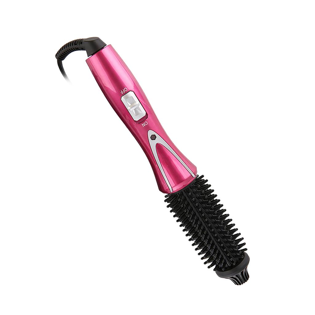 Foldable Heated Curling Brush Ceramic Glaze Coating Thermal Brush 30W Anti Scald Wine Red EU Plug 100 240V