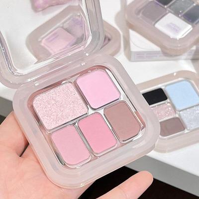 Five-color Eyeshadow Palette Pink Brown Earth Color Cement Smoky Pearlescent Eyeshadow Portable Student Novice Cheap
