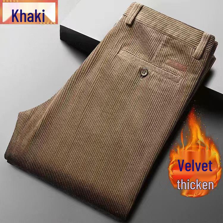 Value Vault Hoge Taille Corduroy Broek voor Heren - Puur Katoen, Losse Rechte Pijp, Herfst/Winter Casual Kleding voor Middelbare Leeftijd & Ouderen Waist 2.3 ft = Size 30