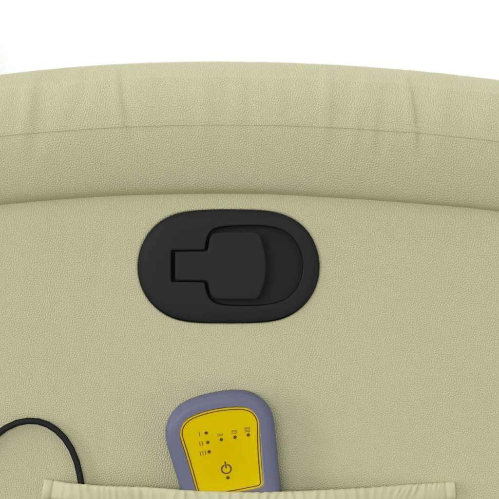 Massage Recliner with Rising Function Cream Genuine Leather