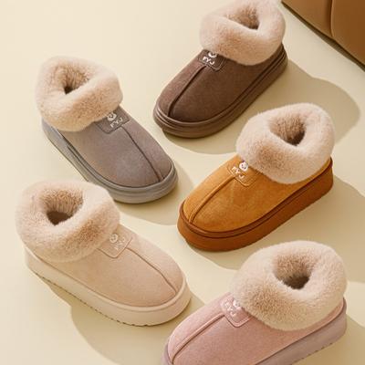 Thickened Fleece Lined Short Snow Boots Men Women's Shoes Autumn Winter Warm Cotton Fur Booties