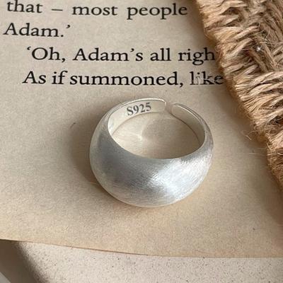 925 Silver Geometry Sanding Simple Rings For Women Vintage Geometric Matte Oval Open Ring Party Prevent Allergy Jewelry