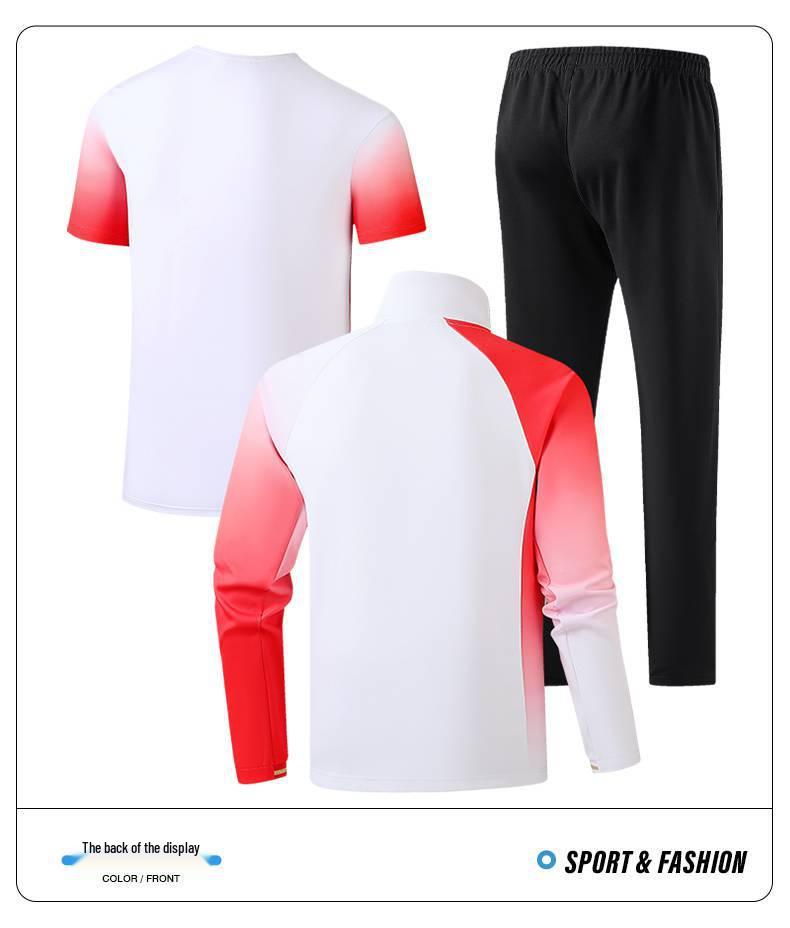 Chinese Team Wind Sports Quick-Dry Three-Piece Set: Short-Sleeved Stand-Collar Jacket, White Long Pants for Opening Ceremony Coaches.